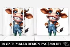 Expressive Cow with Farm Outfit | 20 Oz Tumbler Product Image 1
