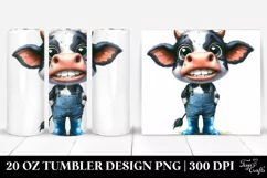 Expressive Cow with Farm Outfit | 20 Oz Tumbler Product Image 1