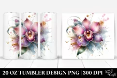20 Oz Tumbler Sublimation | Glossy Orchid with Watercolor Product Image 1