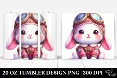 20 Oz Tumbler Sublimation | Smiling Cute Baby Rabbit with Product Image 1