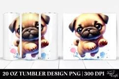 Cool Baby Pug Jumping, Transparent 20 Oz Tumbler Product Image 1
