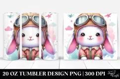 Smiling Pinkish Cute Baby Rabbit with Aviator Suit | Tumbler Product Image 1