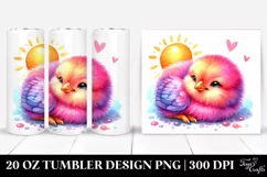 Smiling Pinkish Cute Baby Chicken with Resting Sun | Tumbler Product Image 1