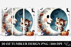 Scary Tiger Halloween Watercolor PNG Product Image 1