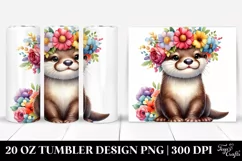 Cute Otter with Flower Crown 20 Oz Tumbler Product Image 1