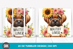 Cute Baby Mastiff with Sunflower | 20 oz Tumbler Product Image 1