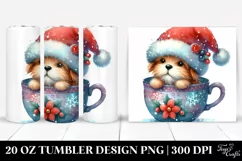 Whimsical Colorful Dog with Santa Hat 20 Oz Tumbler Product Image 1