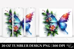 Vibrant Butterfly, 3D Flowers. 20 oz Tumbler Design Product Image 1