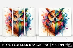Abstract Vibrant Watercolor Owl | 20 oz Tumbler Product Image 1