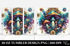 Vibrant Magical Mushroom Clipart, Transparent 20 Oz Tumbler Product Image 1