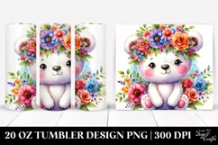 Cute Bear with Flower Crown 20 Oz Tumbler Product Image 1