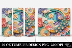 Pastel Peacock in 3D Scene 20 Oz Tumbler Product Image 1