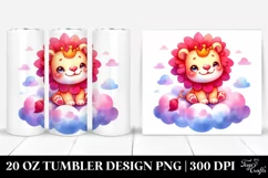 Smiling Pinkish Cute Baby Lion in Smiling Cloud | Tumbler Product Image 1