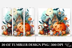 Funny Halloween Clipart with Scene, Transparent 20 Oz Product Image 1
