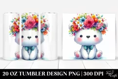 Polar Bear with Flower Crown, Cute 20 Oz Tumbler Product Image 1