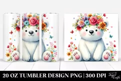 Cute Polar Bear with Flower Crown 20 Oz Tumbler Product Image 1