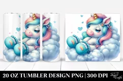 20 Oz Tumbler Sublimation | Whimsical Baby Unicorn Cyan Product Image 1