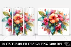 20 Oz Tumbler Sublimation | Material Watercolor Impatiens Product Image 1