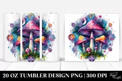Vibrant Magical Mushroom Clipart, Transparent 20 Oz Tumbler Product Image 1