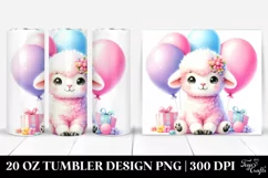 Vibrant Pink-ish Lamb Balloons Tumbler Design Product Image 1