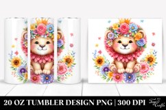 Colorful Lion Whimsical Flowers Tumbler Design Product Image 1