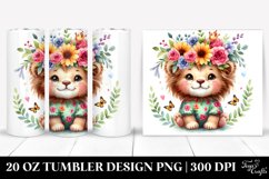 Colorful Lion Whimsical Flowers Tumbler Design Product Image 1