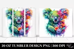 Vibrant Koala, 3D Flowers. 20 oz Tumbler Design Product Image 1