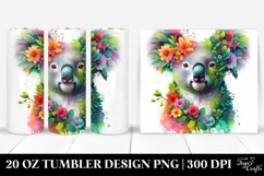Vibrant Koala, 3D Flowers. 20 oz Tumbler Design Product Image 1