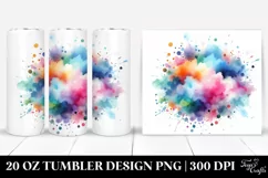 Colorful Blue Watercolor Splash Tumbler Product Image 1