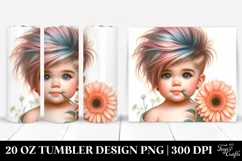 Baby with a Flower, Pastel Waterscape PNG Product Image 1