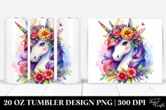 Unicorn Floral Wreath Tumbler Design Product Image 1