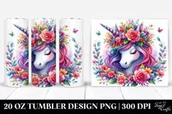Unicorn Floral Wreath Tumbler Design Product Image 1