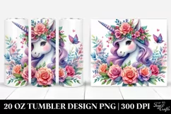 Unicorn Floral Wreath Tumbler Design Product Image 1