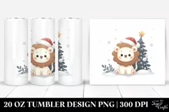 Cute Baby Lion by Christmas Tree Clipart Product Image 1