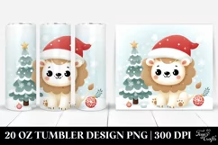 Cute Baby Lion by Christmas Tree Clipart Product Image 1