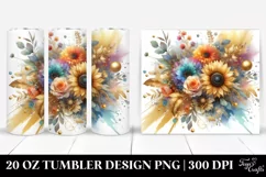 Abstract Colorful Bouquet Gold Foil Sunflower 20 oz Tumbler Product Image 1