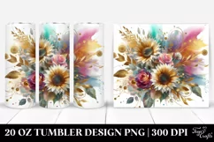 Abstract Colorful Bouquet Gold Foil Sunflower 20 oz Tumbler Product Image 1
