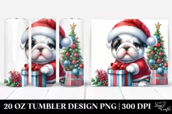 Expressive Bulldog with Santa Hat PNG Product Image 1