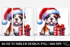 Expressive Bulldog with Santa Hat PNG Product Image 1