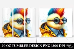 Cute Baby Chicken with Vibrant Drawing, 20 Oz Tumbler Product Image 1