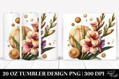 Wooden Stained Gladiolus Shiny Golden 20 oz Tumbler Product Image 1