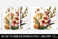Wooden Stained Gladiolus Shiny Golden 20 oz Tumbler Product Image 1