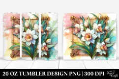 Abstract Stained Narcissus, Transparent 20 Oz Tumbler Product Image 1