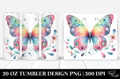 Watercolor Whimsical Butterfly 20 oz Tumbler Product Image 1