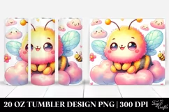 Smiling Baby Bee on Cloud | 20 Oz Tumbler. Product Image 1