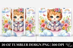 Whimsical Baby Kitten in Clouds | 20 Oz Tumbler. Product Image 1
