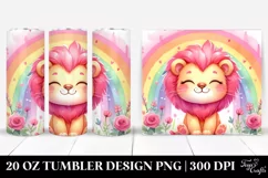 Smiling Baby Lion with Rainbow | 20 Oz Tumbler. Product Image 1
