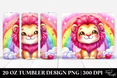 Smiling Baby Lion with Rainbow | 20 Oz Tumbler. Product Image 1