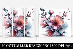 20 Oz Tumbler Sublimation | Cherry Blossom Watercolor Product Image 1