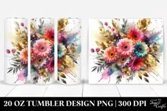 Abstract Vibrant Bouquet Gold Foil Colorful Gerbera 20 oz Product Image 1